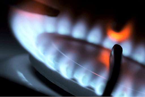 Close-up of fire on gas stove