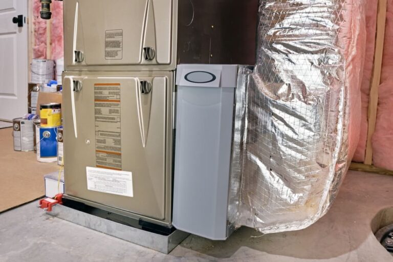 Furnace and heating system in the basement of a home
